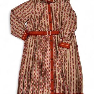 Ann Taylor Red and Cream Patterned Dress